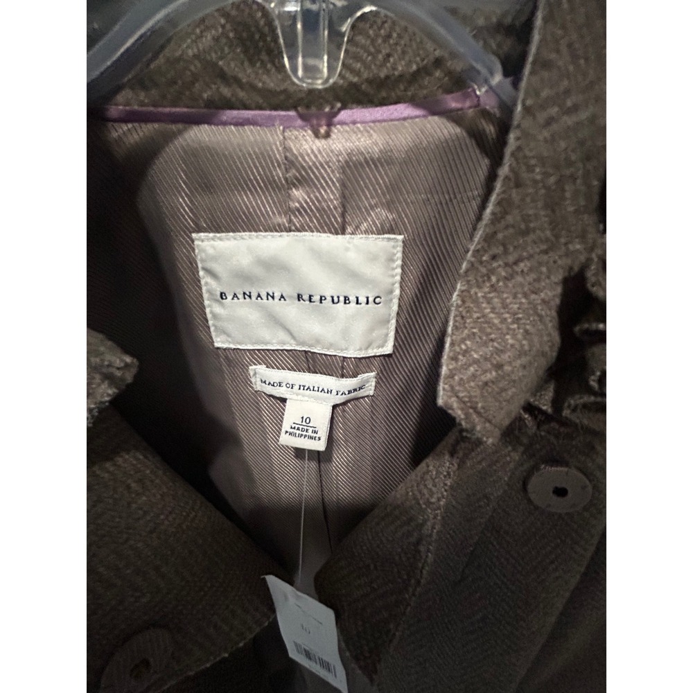 Banana Rep. Wool Herringbone Ruffle Collar Blazer Jacket Brown 783555-01-1 10 - Picture 8 of 8